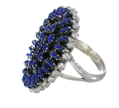 Sterling Silver And Lapis Needlepoint Southwestern Ring Size 7-1/4 WX61916